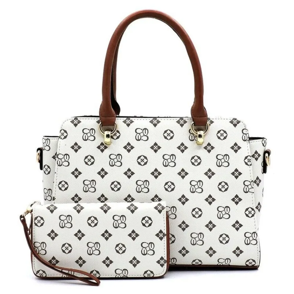Designer Monogram Women Tote Purses Medium Handbags Ladies Shoulder Bags 2PC Set